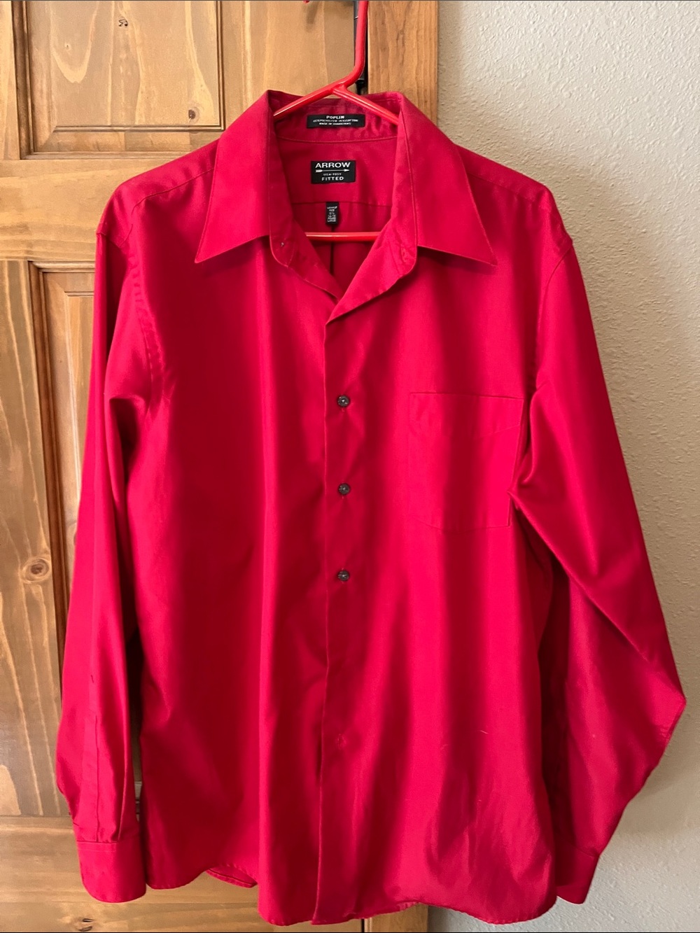 Arrow Bright Red Long-Sleeve Dress Shirt